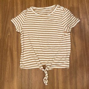 American Eagle Yellow and White Striped Crop Top